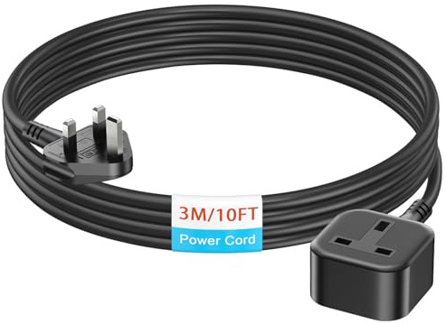 1 Way Gang Extension Lead 3M, 13 AMP Single Socket Extension Lead, HITRENDS UK 3 Pin Plug Power Strip(13A,3250W Max), Sturdy Plug Extension for Travel, Home, Office, Black