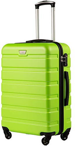 COOLIFE Suitcase Trolley Carry On Hand Cabin Luggage Hard Shell Travel Bag Lightweight with TSA Lock and Durable 4 Spinner Wheels (Apple Green, L(77cm 93L))