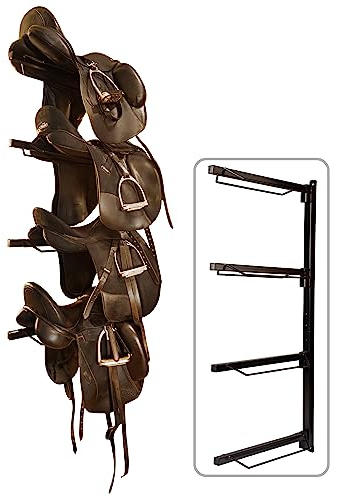 SteelChimp Sattelständer, Wandhalterung, Reitsport, 4 Ebenen, strapazierfähig, Western- und Englischer Sattelständer, hält Zaumzeug, Pad, Zubehör usw. Für Pferde