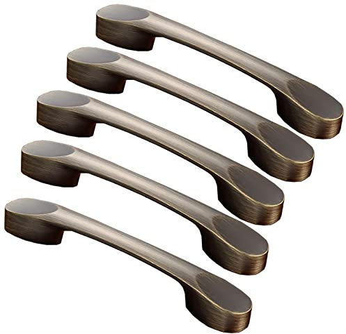 Boxonly Vintage Cabinet Handles Hole Center 64mm Zinc Alloy Antique Bronze Handle Pulls Retro Furniture Door Cupboard Drawer Pull Handles 5Pcs