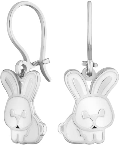 JC Jeweller Carat Mädchen Ohrringe 925 Sterling Silber Rhodiniert Emaille Geschenkbox Schmuck Kaninchen Design Babys Kinder Teen (Hase)