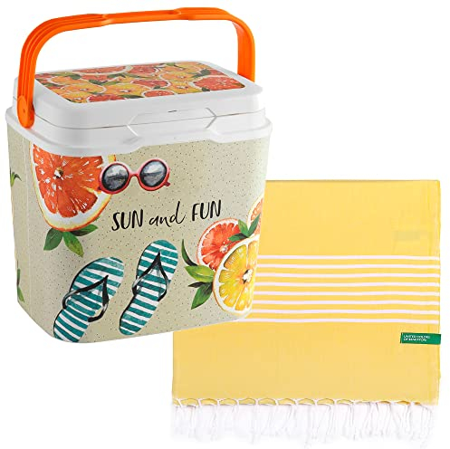 Nevera life story 29 Litros hello summer + Hamman 80x165cm 170gsm 100%algodon amarillo