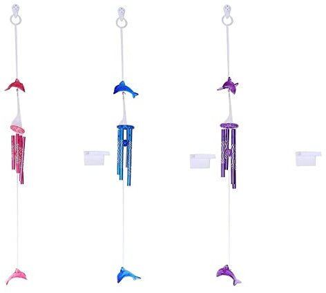 Leadigol Kristall-Delfin-Windspiel mit 4 Metallrohren, Delfin-Windspiele für Outdoor-Dekorationen, Gartendekoration, Delfin-Cimes für Frauen, Mutter, Oma, Unisex