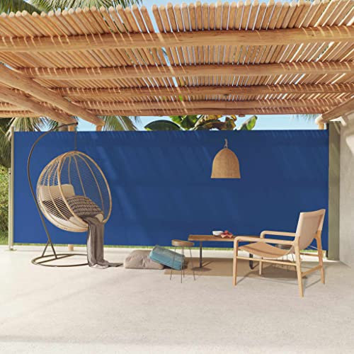 puraday Toldo lateral extensible azul de 200 x 600 cm, protección visual para terraza, balcón, pared lateral, elegante toldo lateral, protección contra el viento y el sol, protección visual y fácil