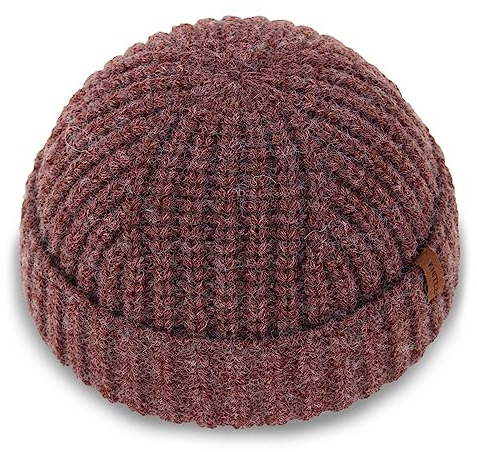KNITDAY Chunky Wool Fisherman Short Beanie Hüte Skull Cap für Herren, Dicke Skater Streetwear Fishermans Beanie Daily Hat, Braun, M/L