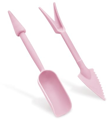 LuckyOpt Transplanting Tool Set, Plastic Soil Hole Puncher Seedling Extractor, Soil Transplanting Tool for Home Planting, Gardening Transplanting Tool for Indoor Outdoor Planting (pink)