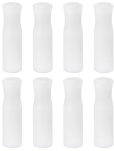 sourcing map 8pcs Silicone Straw Tips, Metal Straw Covers, Soft Reusable Straws Tips Fit for 1/3 Inch(8mm) OD Stainless Steel Straws, White
