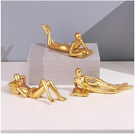 Tauzveok Leser Skulptur Deko Figuren, Moderne deko Skulpturen, Für Dekoration Wohnung, Wohnzimmer, Schlafzimmer Statuen Und Skulpturen, Harz,3 PCS