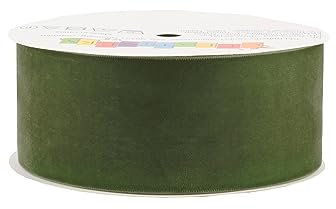 Creativery Samtband 50mm x 5m Rolle - Farbauswahl in 3/6/10/25/50mm - farbecht & waschbar - Schleifenband zum Nähen - Geschenkband zum Verpacken Dekorieren Basteln - Moosgrün 570