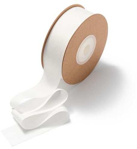 CHUQING Geschenkband Weiss,25 mm x 22,8 m,Schleifenband Breit weiß,Seidenband Hochzeit Dekoband für Geschenkverpackung,Geburtstag