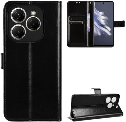 BellaCase Tecno Spark 20 Pro 4G Coque [Étui Portefeuille] [Fonction Support] [Slots pour Cartes] [Couverture à Rabat Magnétique] Compatible avec Le Smartphone Tecno Spark 20 Pro 4G(Noir)
