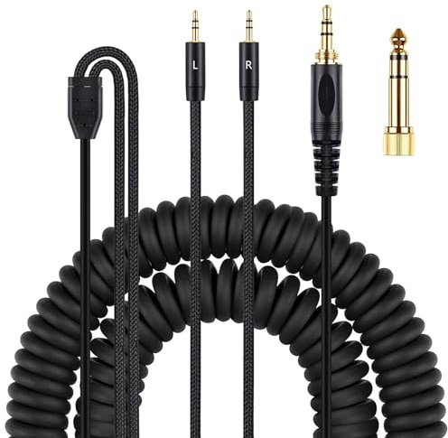 Yaowanguan Spiralkabel für Denon AH-D600/AH-D7200/AH-D7100/AH-D9200/AH-D5200/für Meze 99 Classics/für Focal Elear/für HIFIMAN HE400 3.5mm/Sundara/Ananda/HE1000se/HE6se mit 6.35mm Adapter