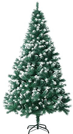 JOFONY Künstlicher Weihnachtsbaum ca.180cm mit Schnee,Künstlich Tannenbaum mit 900 Spitzen und Schnellaufbau Klapp-Schirmsystem,PVC Christmas Tree mit Metallständer für Weihnachtsdeko