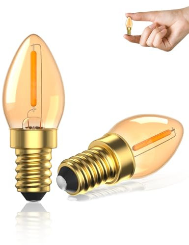 Lamptobe Mini E14 LED Filament Bulb 1W, SES Small Edison Screw Bulb E14 LED Vintage, Amber Glass Warm White 2200K Chandelier Bulbs, Non-Dimmable-2 Pack