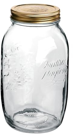 Bormioli Rocco Quattro Stagioni (6 Stück, Inhalt 1500 ml, Marmeladegläser goldfarben, Einmachgläser verschließbar, Deckel 70 mm) 79211, Glas, klar