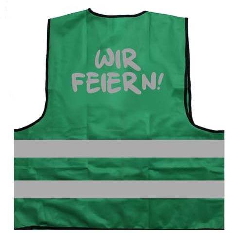 Wir feiern (Versus Ich heirate) JGA 2024 Junggesellenabschied Warnweste BZW. Signalweste mit reflektierendem Aufdruck - Größe XXL / 3XL, Grün