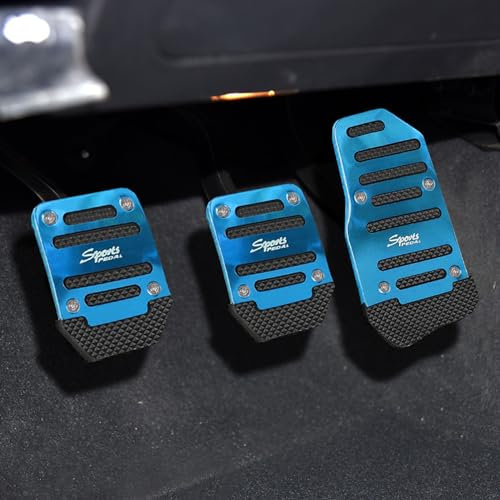 deemars 3PCS Rutschfeste Auto-Pedal-Abdeckungen, Auto-Pedal-Pads, Sport-Gas-Kraftstoff-Benzin-Kupplung Fußpedale, Autozubehör Handschaltgetriebe Bremspedal Abdeckung Universal für Auto LKW (Blau)