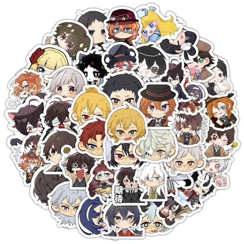 Bungo Aufkleber Q Version Nakajima Atsushi Dazai Osamu Kunikida Doppo Figur PVC Wasserdicht Graffiti Aufkleber Für Laptop Skateboard Telefon Gitarre Fahrrad Notizblöcke DIY Dekorate (B)