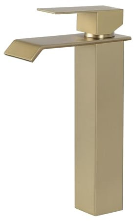 PHASAT Robinet Salle de Bain Cascade Robinet Lavabo Cascade Haut Robinetterie Carré en Acier inoxydable PTMP18G