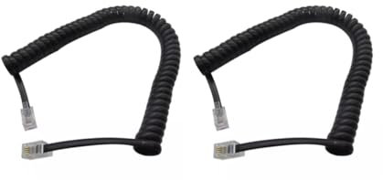 AIMLYF 2 Pezzi Cavo telefonico a spirale, Con Cavo Telefonico Cavo Cornetta Telefono Fisso, RJ9 4P4C da 3 a 10 piedi Nero