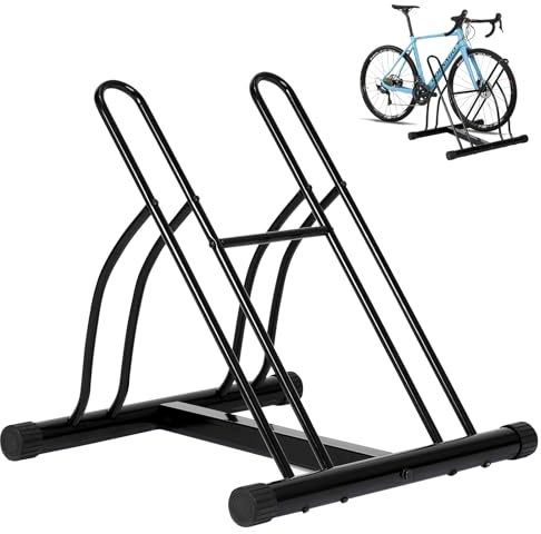 WOLTU Râtelier Vélo, Range Vélo pour 2 Bicyclettes, pour Pneu Max. 60mm, en Métal, pour Garage, Maison, Jardin, Noir