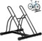 WOLTU Portabici per 2 Biciclette, Portabici da Terra, per Pneumatici da 60 mm Max, in Metallo, Garage, Casa, Giardino, Nero