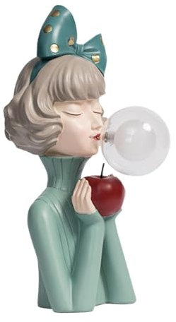 perfk Kreatives Nachtlicht Tischdekoration Blasenblasen Mädchen Moderne Schreibtischlampe Beleuchtung Schöne Harz Tischlampe für Schlafzimmer, grüne Schleife, 14x24x36.5 cm