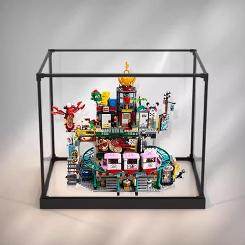 Boîte de présentation en acrylique transparent pour Lego 80036 Orchid City - Boîte de rangement anti-poussière (modèle non inclus) (base blanche)