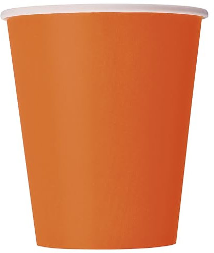 Unique 32246EU - Gobelets en Carton sans Plastique - 266ml - Couleur Orange - Paquet de 14 (Lot de 1)