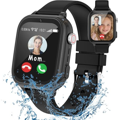 YEDASAH 4G Montre Connectée Enfant, Montre Intelligente Enfants avec GPS, Appel Vidéo, SOS, Réveil, Podomètre, Mode Sport, Calculatrice, Mode école, Convient aux Enfants de Plus de 5 Ans