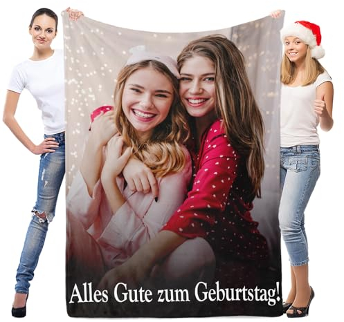LNM Personalisierte Geburtstagsgeschenk für Frauen, Personalisierte Decke mit Foto, Personalisierte Kuscheldecke mit Foto, Personalisierte Fotodecken, Weihnachts Geschenke für Frauen