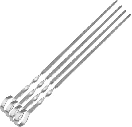 DIOXSTAR Long Barbecue BBQ Skewers, Stylish Metallic Finish, Sleek Design and Sturdy Construction, Lightweight Nature, Easy to Handle, Versatile Uses (4xPCS)