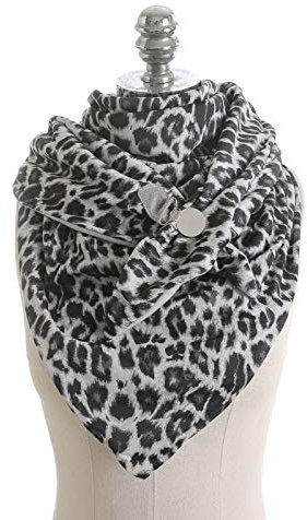 ZEPFJHE Dreieckstuch für Damen, mit Clip, Halswärmer, Poncho, Schal, leopardenmuster, M
