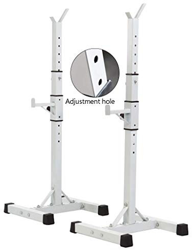 MYVVKIA Fitness-Kniebeugenständer, Langhantelständer, Heimfitnessgeräte, Bankdrückständer, Heimkniebeugenständer, Gewicht 300 kg, Hantelständer, Bank, Gewichtheben, Weiß, 40 x 4