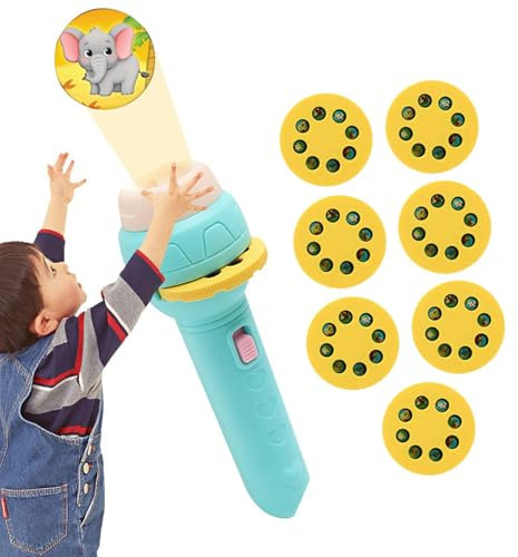 Spielzeugprojektor-Taschenlampe für Kinder,Taschenlampenprojektor für Kinder - Taschenlampen-Lernspielzeug | Taschenlampenprojektor, 56 Bilder, 7 Themen, darunter Früchte, Fahrzeuge, Tiere