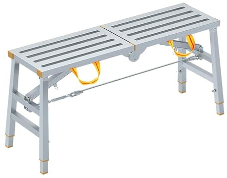 Piattaforma di ponteggio pieghevole regolabile per pulizia del soffitto, pittura e lavaggio auto, piattaforma di lavoro portatile con carico massimo 150 kg di dimensioni 120 cm