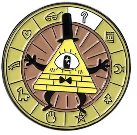 Bill Cipher Demon Teapot Gravity Cartoon 1.4 Enamel Pin Badge, 1.4 Inches, Enamel, enamel
