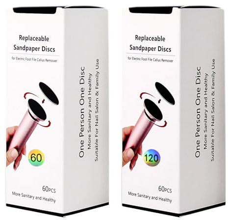 120PCS Foot File Replacement Sandpaper Discs for Electric Hard Skin Callus Remover Foot Sander Scrubber Machine (60 Grit+120 Grit)