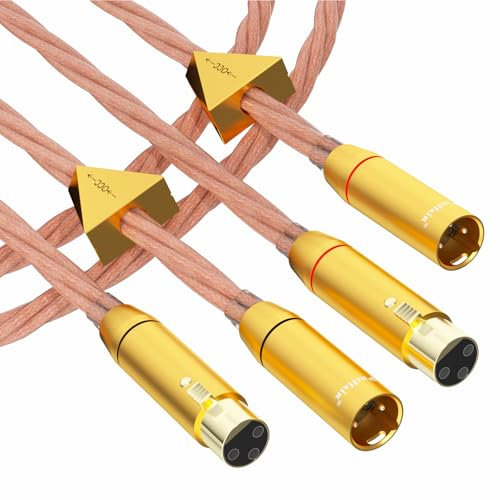 Preffair X461 OCC Copper Balanced Cables with 3 Pins XLR Female to Male Connectors 15AWG 4 x 1.5mm2, 1 Pair for Audiophile Speaker, Subwoofer, Turntable, AMP, DAC (1M/3.3FT, X461XR1819G)