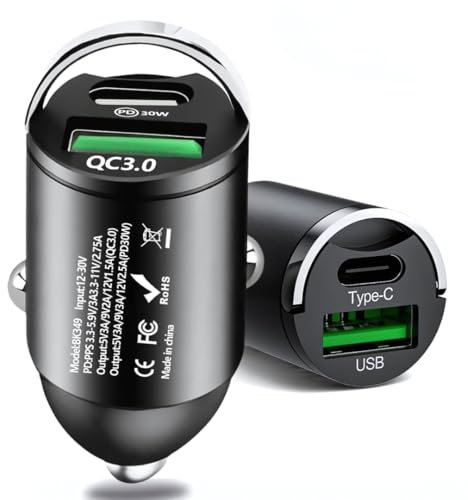 Fast Charging USB C Car Charger | 100 Watt Fast Car Charger Socket, Dual Port PowerDrive QC3.0 + PD (100W) | Car Cigarette Lighter, USB Metal Car Adapter for Android & other Smartphones.