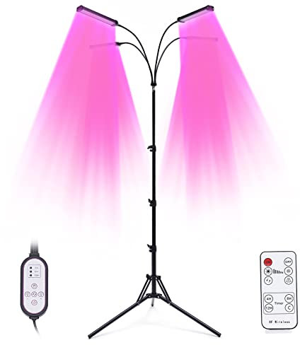 Pflanzenlampe LED Vollspektrum, 4 Köpfe Grow Lampe mit Stativ, 30W 420 LED Pflanzenlicht mit Timer, 10 Helligkeitsstufen & 4 Modi – für Zimmerpflanzen, Hydrokultur, Gewächshaus