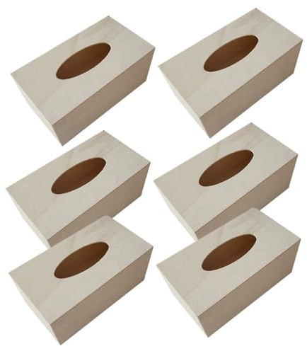 Selbstgemacht Holz Taschentuchbox 6 Stück, Leere Bastelboxen | Khaki, Leichtes Holz, zum Entnehmen von Papier, für Schminktisch und Schreibtisch