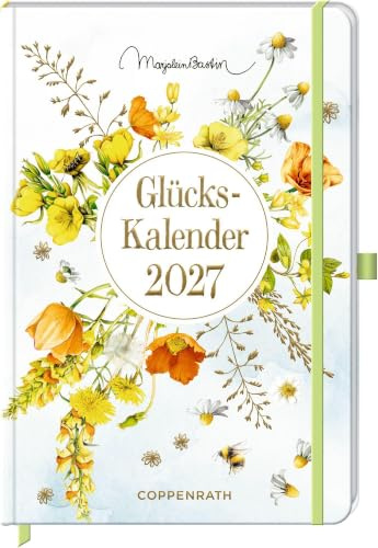 GlücksKalender 2027: gelb: Illustrierter Wochenkalender; Eintragmöglichkeiten, Gummiverschluss, Leseband (Großer Wochenkalender)