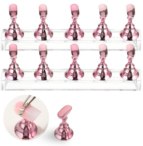 2 Set Magnetische Nagelspitzen Halter Nagel,Acryl Nagel Ständer,NagelstäNder für Press on Nails Display,Nagelübungsständer,zum DIY Maniküre Salon Nail Stand für Nagelspitzen Übung