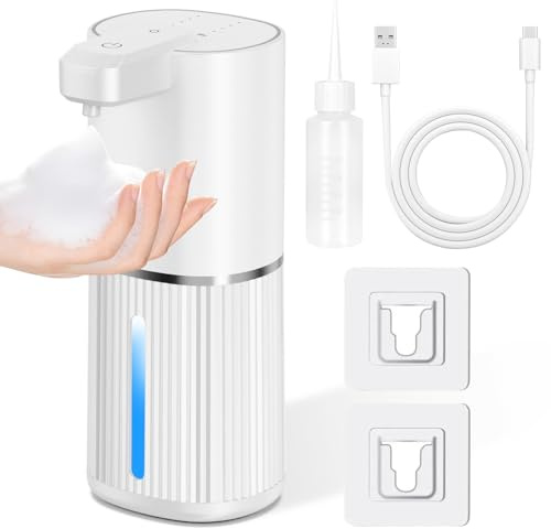 Dispensador Jabón Baño Automatico 380 ml,Resistente al Agua IPX5,Recargable por USB,Pared,4 Ajustes,Adecuado para Cocina, Baño,Hotel(B)