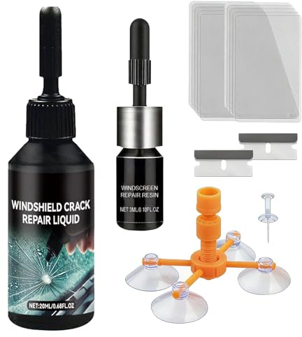Wsndyjia Windscreen Repair Kit, Car Windshield Crack Repair Kits, Nano Glass Repair Liquid for Cracks & Chips, Cracks Gone Glass Remover Fluid for Quick Fix Windshields, Windows, Mirrors