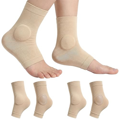 gsgfuis 2 Paar Skate Socken mit Gel Pad – Knöchelschutz für Schlittschuhe, Eishockey & Skifahren – Hautfarbene Knöchelbandage Gel