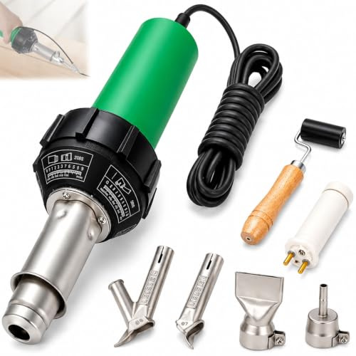 1600W Kunststoff-Schweißgerät Set Heißluftpistole, einstellbare Temperatur 30–700°C mit Geschwindigkeitsdüse Roller-Heizelement, PVC-Schweißpistole für Dach- und Stoßstangenreparatur