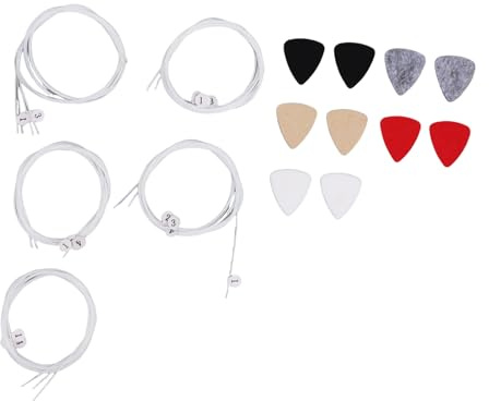 Alomejor Ukulele-strängar, 5 Set Nylon med 10 Filtplektrum för 21 23 26 Tum Sopran Konsert Tenor