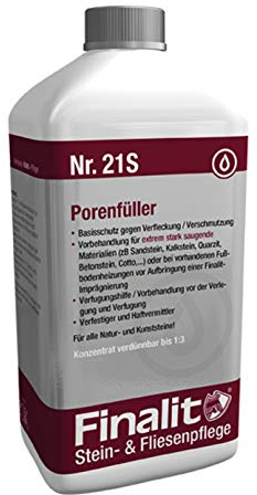 Finalit Nr. 21S Porenfüller (Wasserbasis) | Schutz gegen Verfleckung & Verschmutzung für Natursteine & Kunststeine | Haftvermittler & Verfestiger | 1x 1L Konzentrat